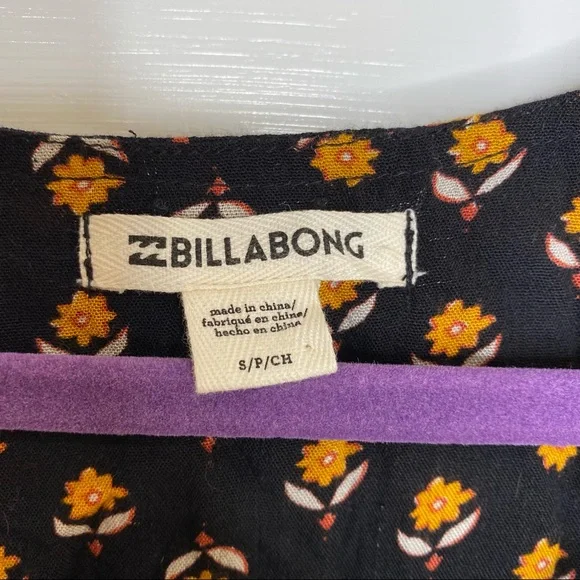 SOLD🖤Billabong Ella Bella Black & Orange Floral Fall Peasant Top Small New - Picture 5 of 16